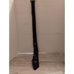 Vintage Georges Mens Shop 53" Navy Tie With Fishing Fly Pattern